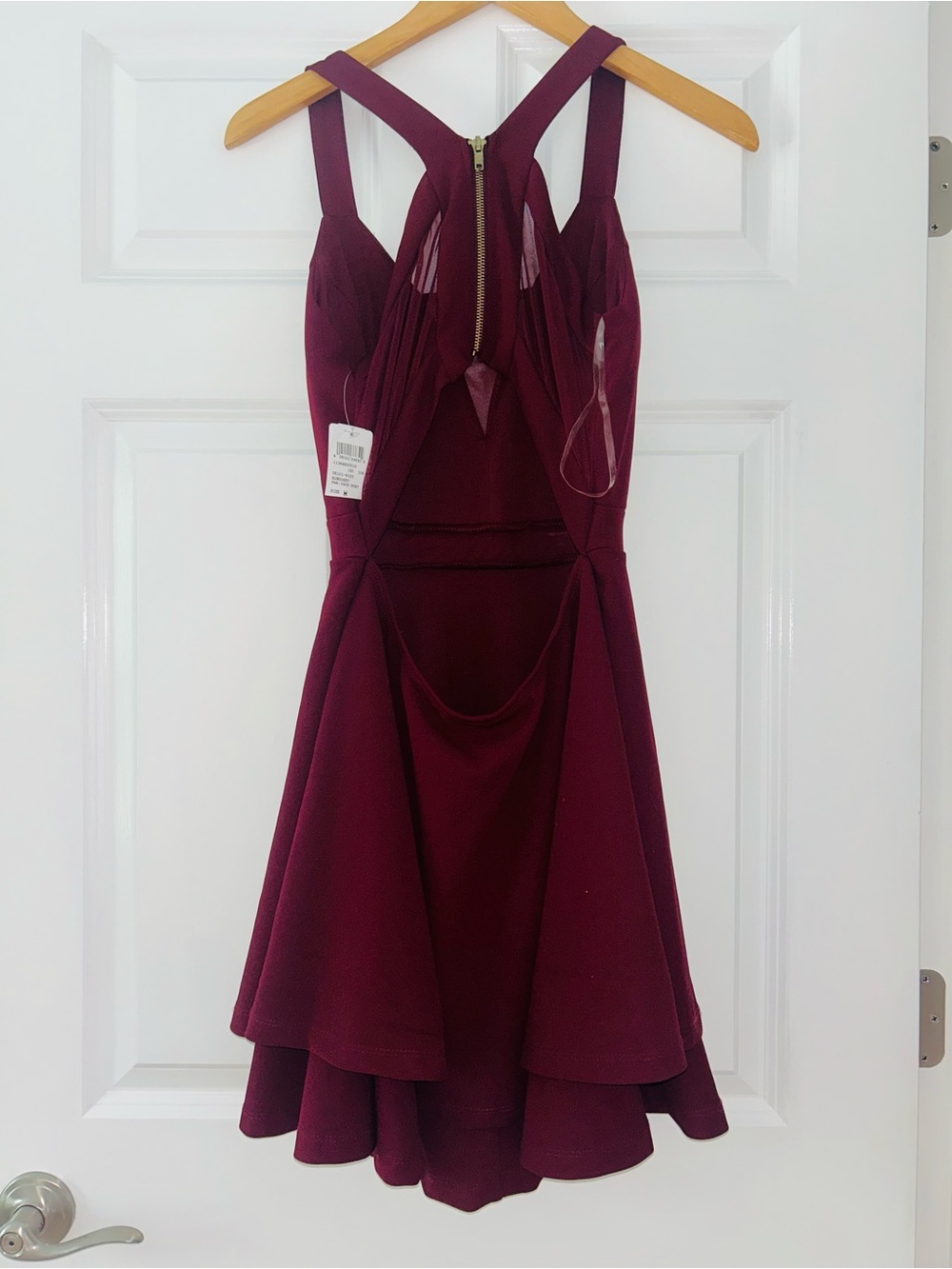 NWT Windsor Burgundy Sleeveless Skater Dress Open Back Medium Prom - Picture 4 of 5